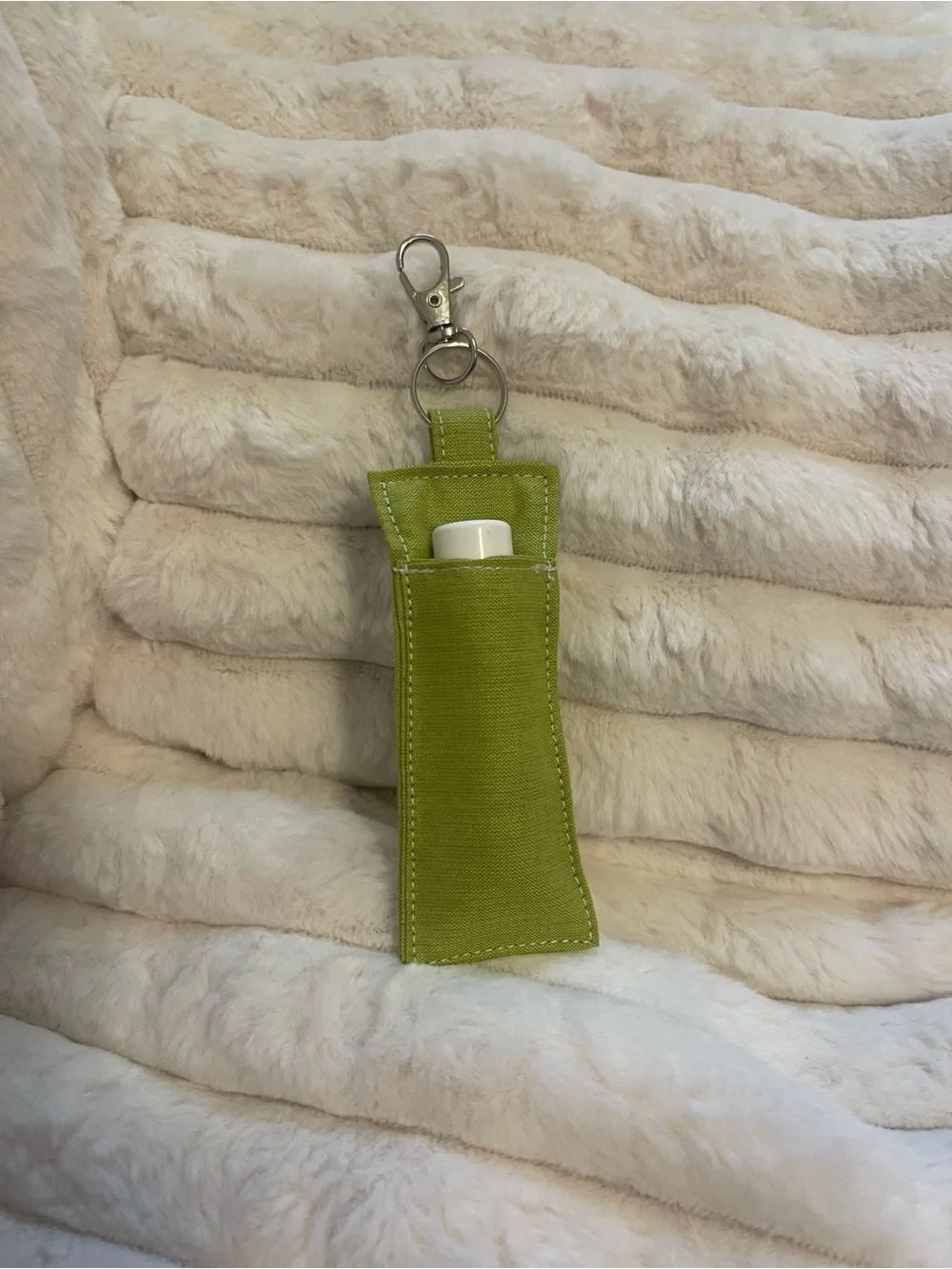 Lime Green Keychain Lip Balm Holder